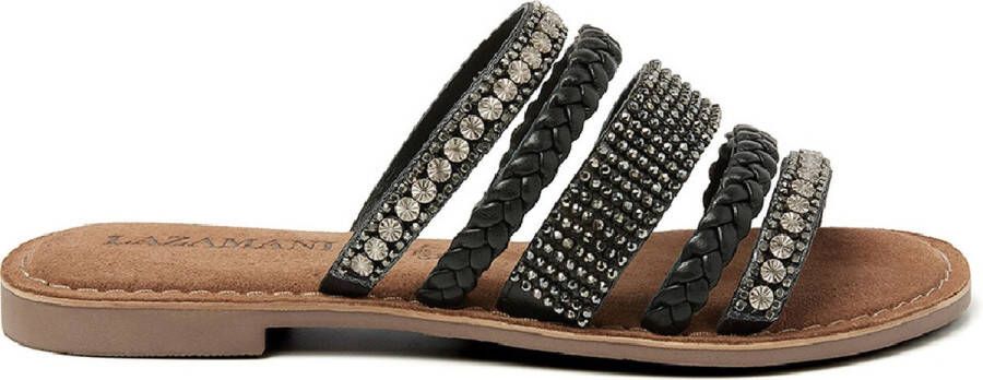 Lazamani Dames Slippers Leer 75.879 Black
