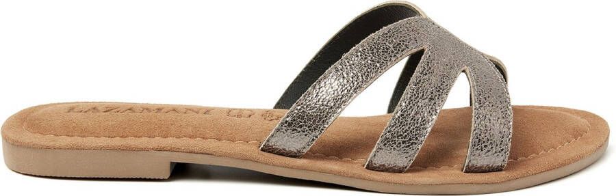Lazamani Nina Leren Dames Slippers Pewter - Foto 2