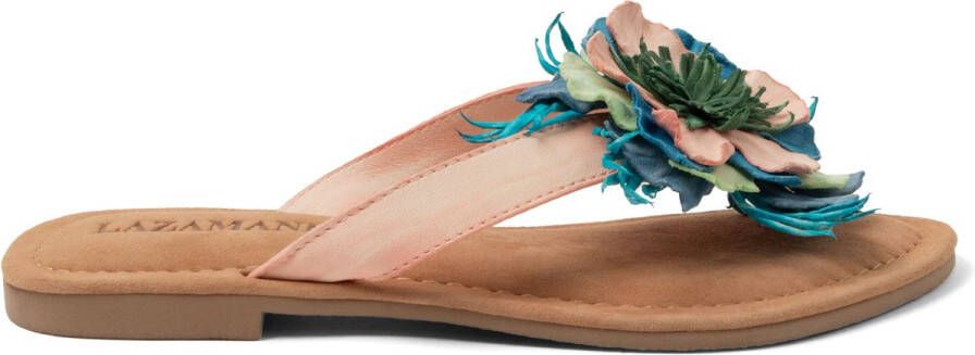Lazamani Peony Dames Slippers Leer Rose