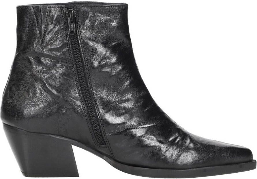 Lazamani River Dames Enkellaarsjes Leer Black