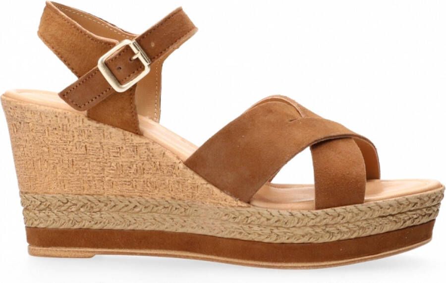 Lazamani Sandaal sleehak suede Cognac 36 - Schoenen.nl