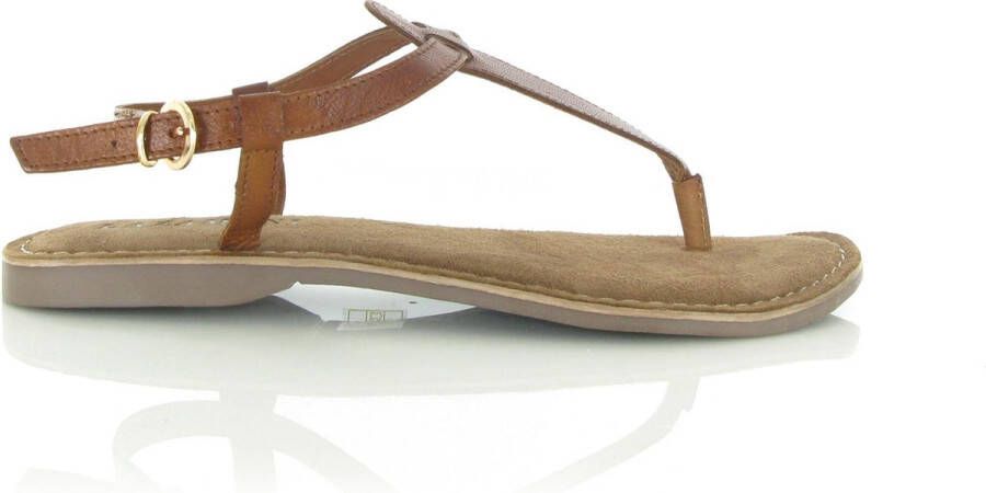 Lazamani Leren Sandalen met Gouden Gesp Brown Dames - Foto 3