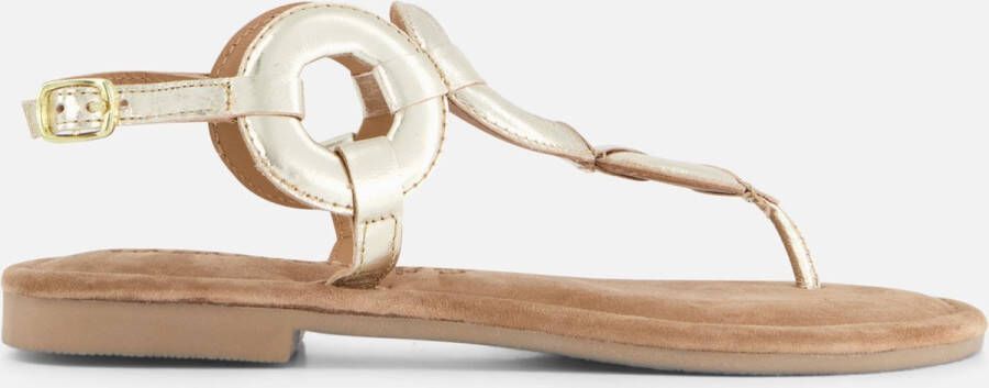 Lazamani ladies sandals rounds metallic Goud Leer Platte sandalen Dames - Foto 4