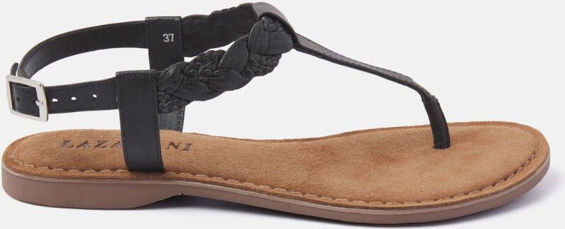 Lazamani sandalen met gevlochten bandjes zwart