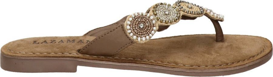 Lazamani Leren versierde teenslipper Beige Leer Teenslippers Dames - Foto 8