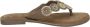Lazamani Leren versierde teenslipper Beige Leer Teenslippers Dames - Thumbnail 3