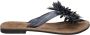 Lazamani Dames Slippers 33.506 Black Flower Zwart Leer LA33506black - Thumbnail 1