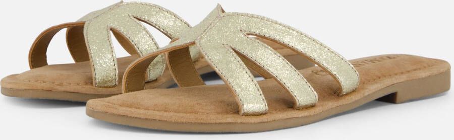 Lazamani Metallic Gouden Leren Slippers Yellow Dames