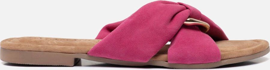 Lazamani suède slippers met gesp fuchsia - Foto 3