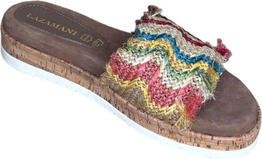 Lazamani Taupe jute platform slipper Kleur Multi)