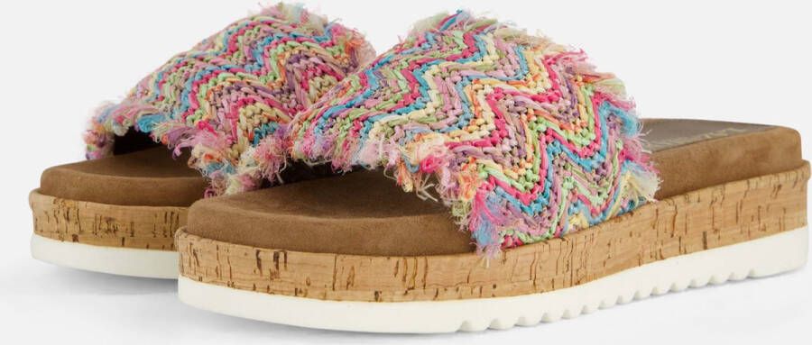 Lazamani Violet Raffia Dames Slippers Pink