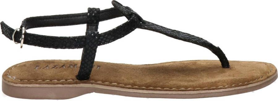Lazamani 75.611 leren sandalen met slangenprint zwart - Schoenen.nl