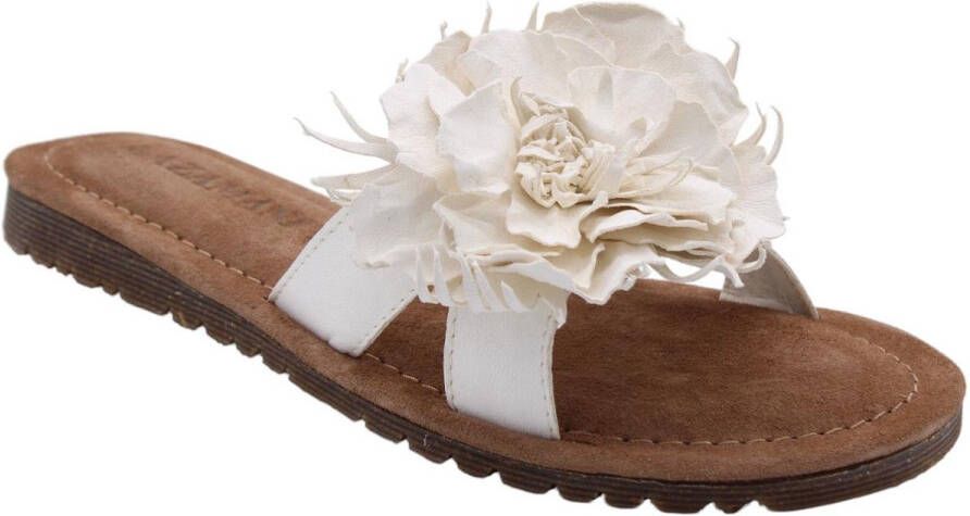 Lazamani Zinnia Dames Slippers Leer Offwhite
