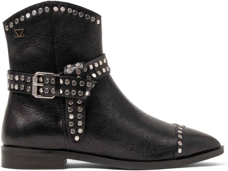 Lazamani Zora Dames Enkellaarsjes Leer Black