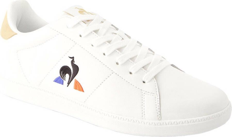 Le Coq Sportif Witte Leren Veterschoenen Rubberen Zool White Heren