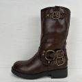 Leatherlook laarzen met gespjes bruin - Bruin