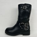 Leatherlook laarzen met gespjes zwart - Zwart