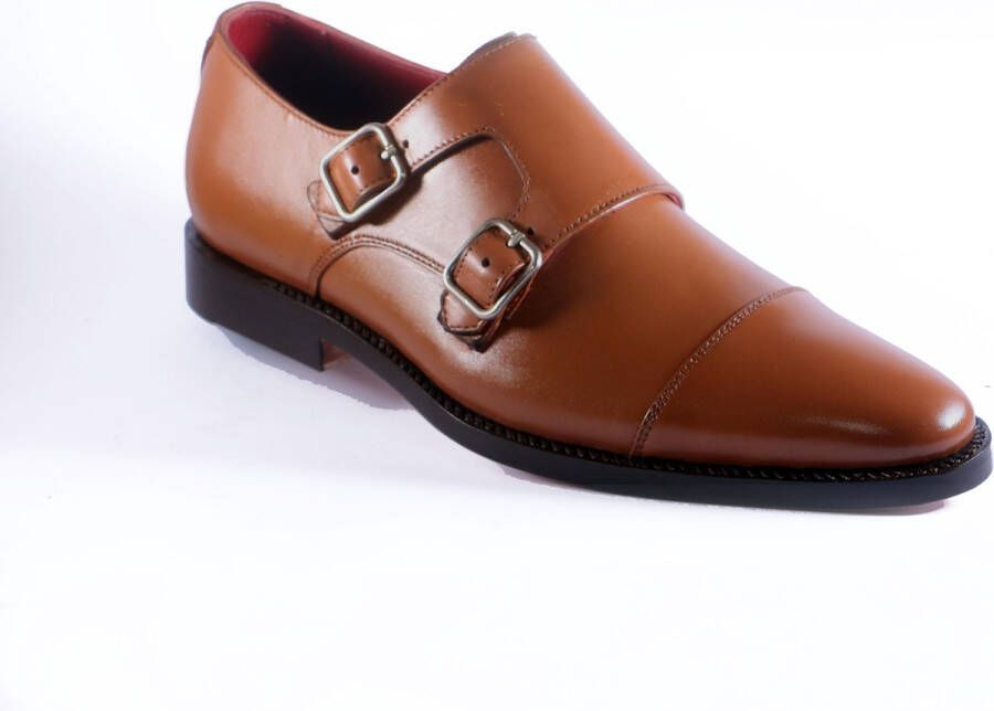 Leaxther Loxdale Monk Strap Double Buckle Leer Tan
