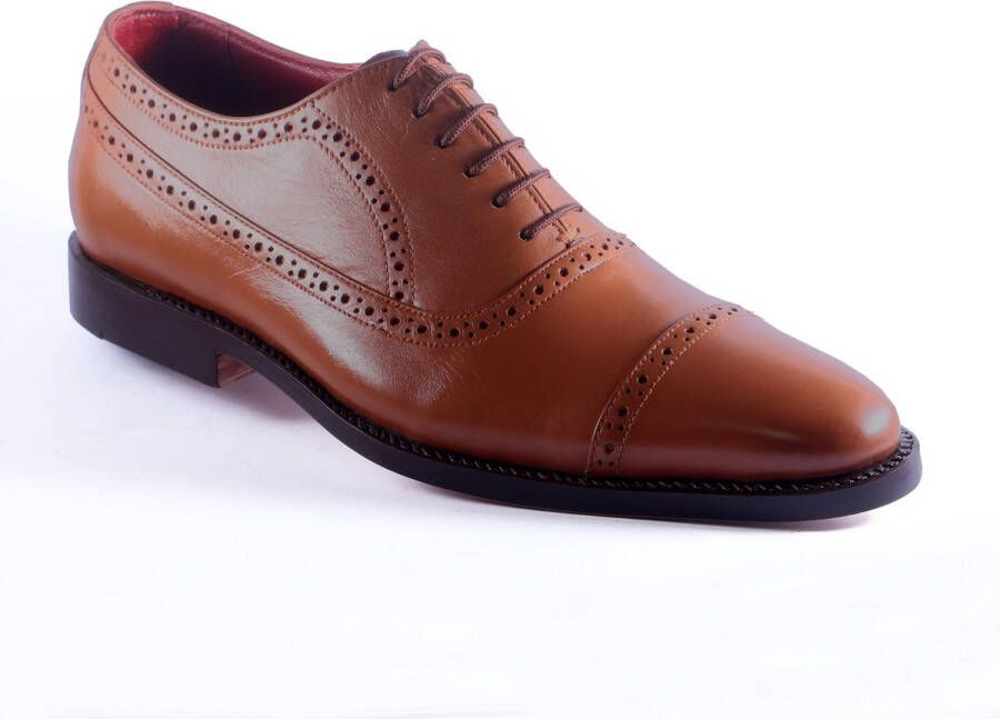 Leaxther Norwich Oxford Quarter Brogue Veterschoenen Leer Tan