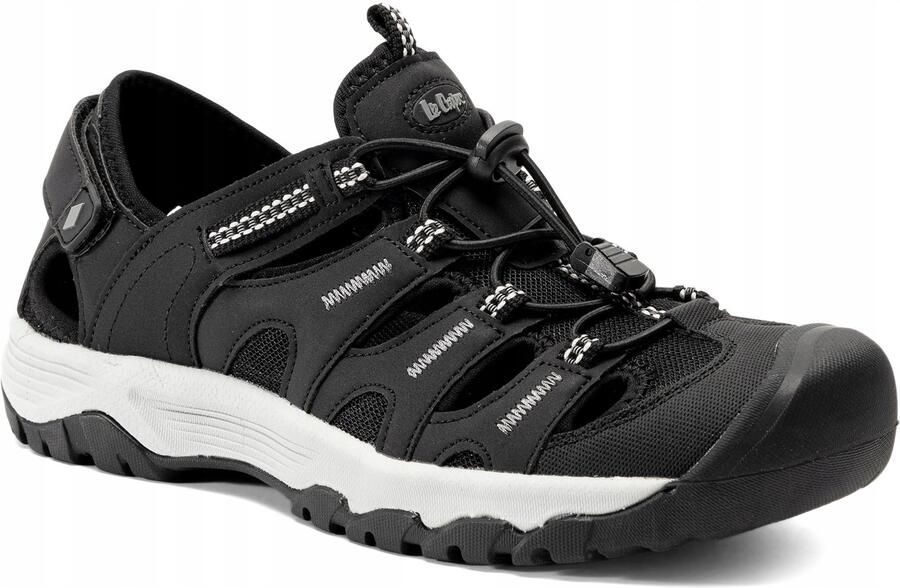 Lee Cooper Heren Sandalen Zwart Leer Textiel
