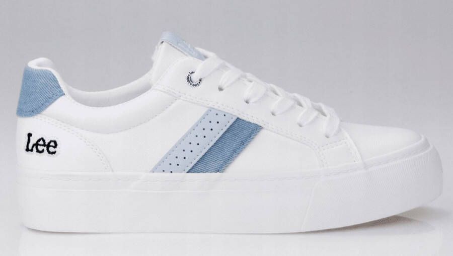 Lee Footwear Sneaker Layla Women Low Bright White Dark Denim WIT