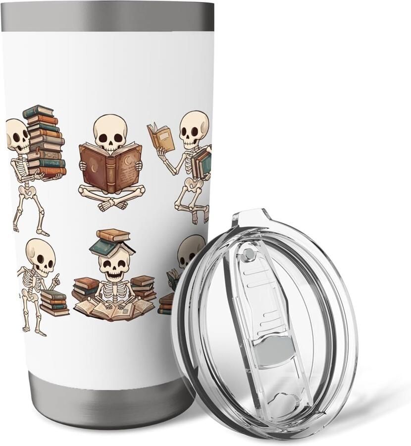 Leesboek Halloween boek liefhebber leraar grappig dubbelwandige thermobeker