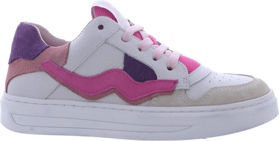 LEF Rainbow Lage sneakers Off-White Pink Purple Fuchsia Leer Suede Wijdtemaat Standaard