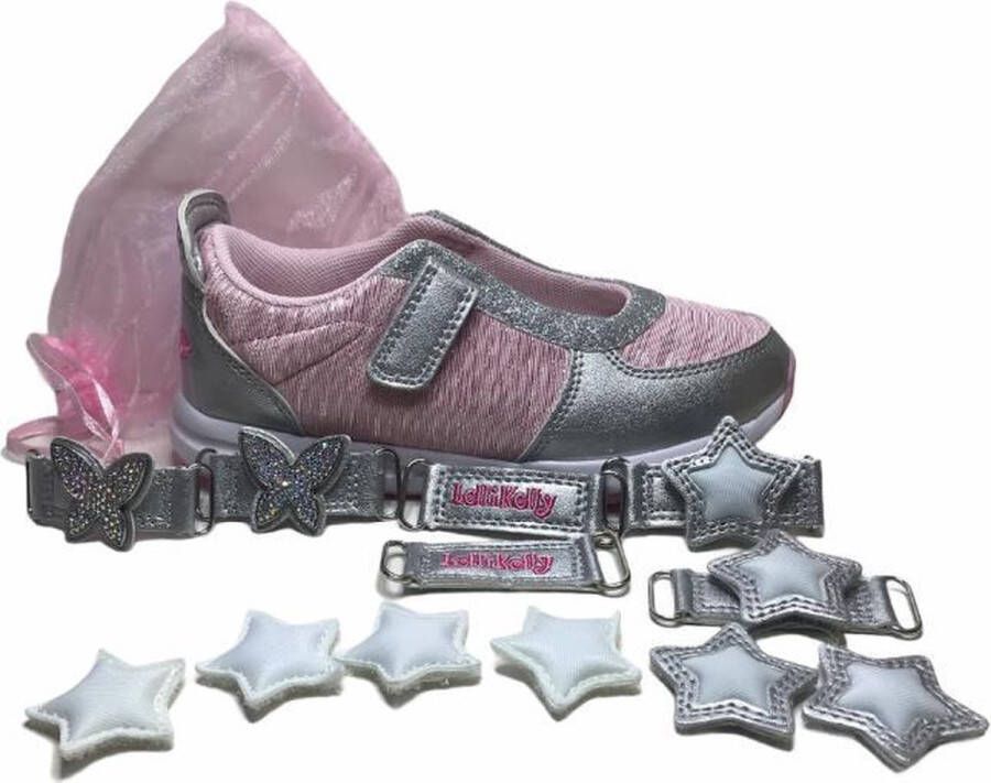 Lelli Kelly velcro bling vlinder zomer schoenen LK7855 Zilver roze
