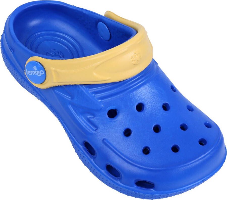 Lemigo Blauwe en gele universele crocs slippers voor kinderen van hoogwaardig rubber - Foto 4