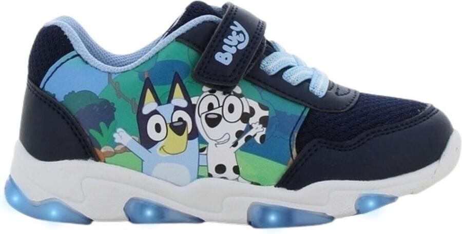 Leomil Bluey Schoenen voor jongens met lichtjes Bluey en Chloe Sneakers voor kinderen met klittenband Lichtgevende kindersneaker Blauw