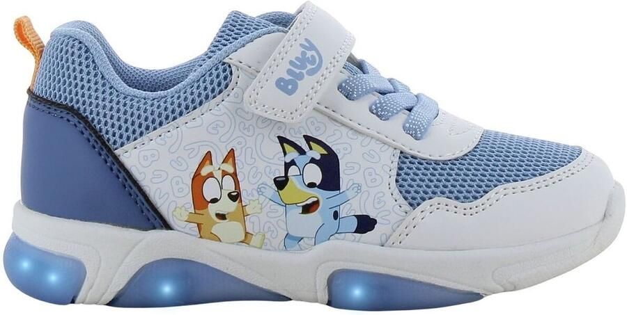 Leomil Bluey Schoenen voor jongens met lichtjes Bluey en Bingo Sneakers voor kinderen met klittenband Lichtgevende kindersneaker Wit