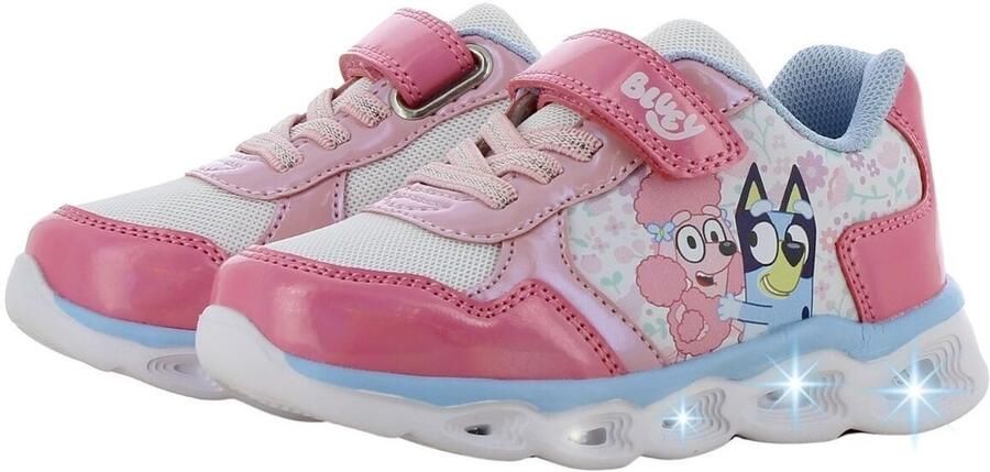 Leomil Bluey Schoenen voor meisjes met lichtjes Bluey en Coco Sneakers voor kinderen met klittenband Lichtgevende kindersneaker Paars