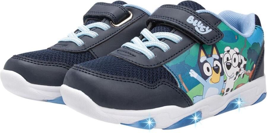 Leomil Bluey Schoenen voor jongens met lichtjes Bluey en Chloe Sneakers voor kinderen met klittenband Lichtgevende kindersneaker Blauw