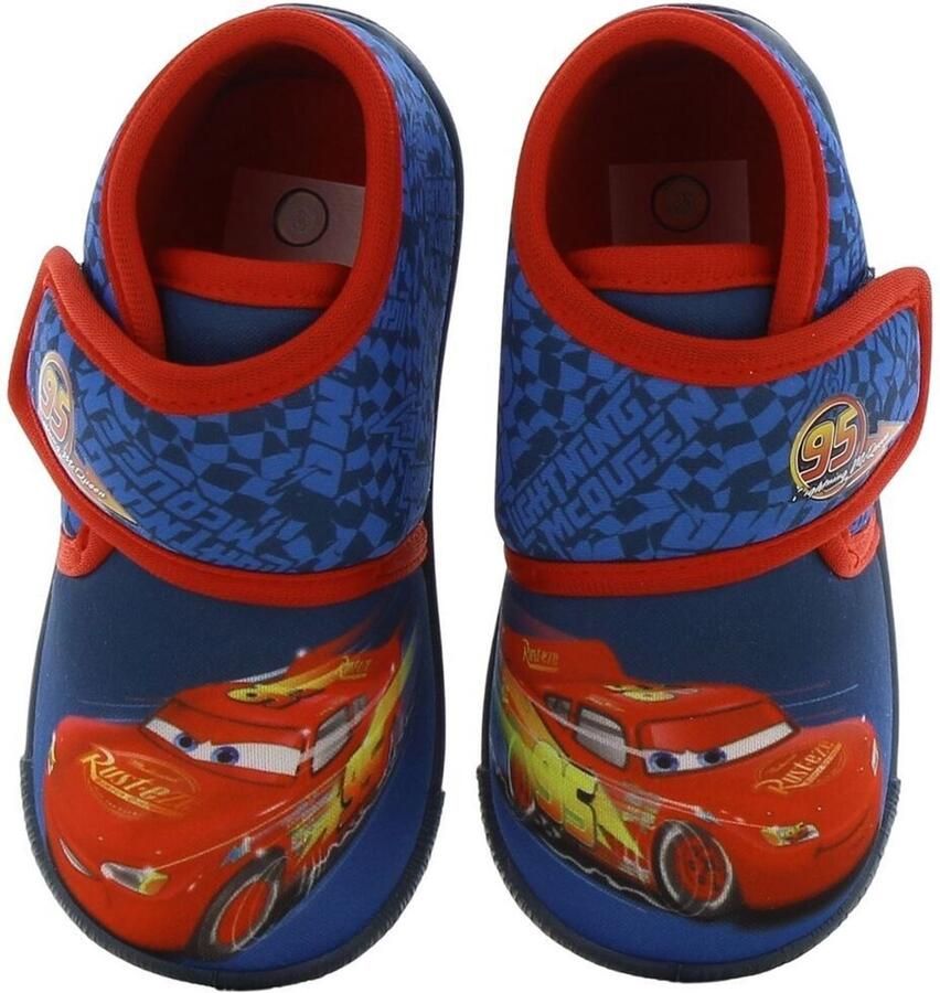 Leomil Disney Cars Pantoffels voor jongens Lightning McQueen Sloffen voor kinderen met klittenbandsluiting en Bliksem Blauw