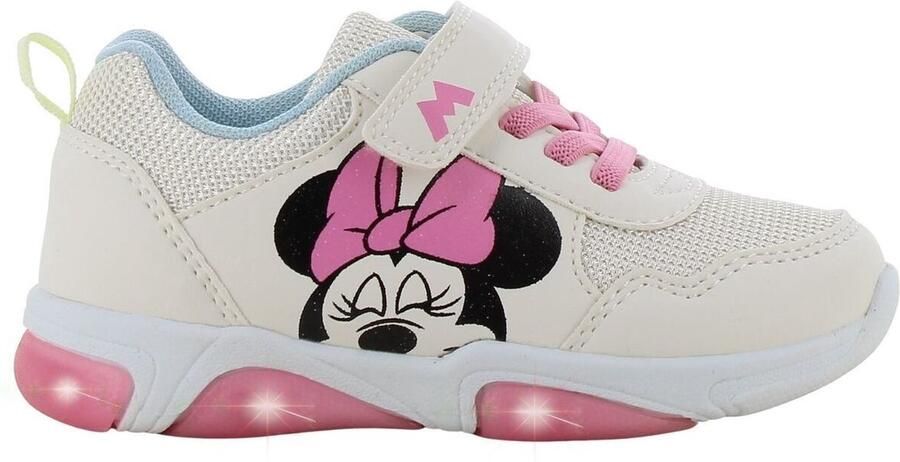 Leomil Disney Minnie Schoenen voor meisjes met lichtjes Minnie Mouse Sneakers voor kinderen met klittenband Lichtgevende kindersneaker Beige