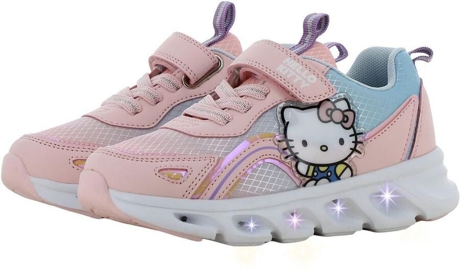 Leomil Hello Kitty Schoenen voor meisjes met lichtjes Sneakers voor kinderen met klittenband Lichtgevende kindersneaker Wit