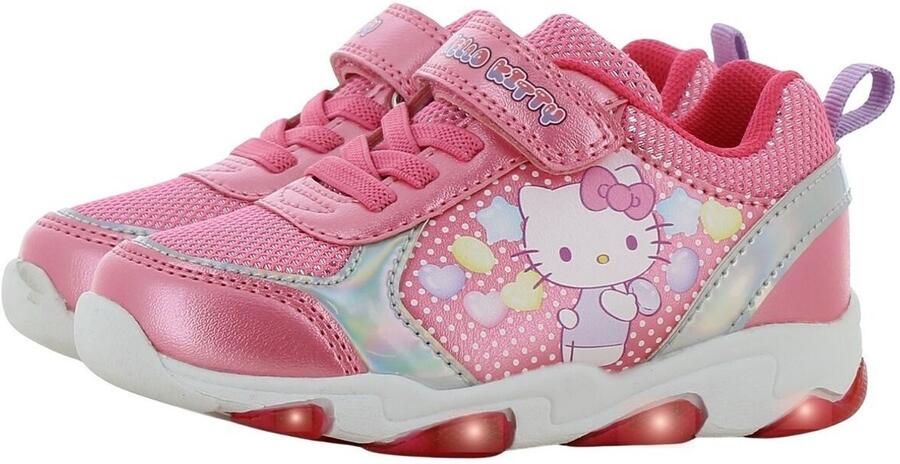 Leomil Hello Kitty Schoenen voor meisjes met lichtjes Sneakers voor kinderen met klittenband Lichtgevende kindersneaker Roze