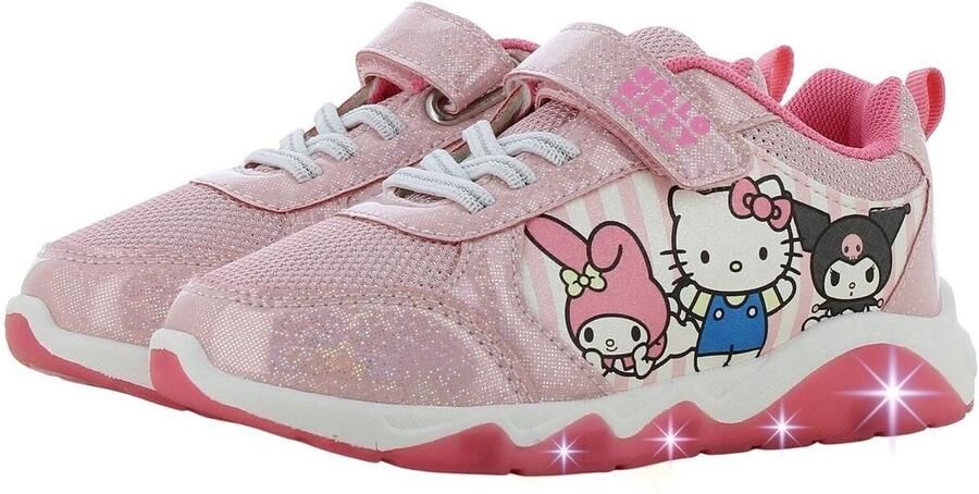 Leomil Hello Kitty Schoenen voor meisjes met lichtjes Kuromi en Hello Kitty Sneakers voor kinderen met klittenband Lichtgevende kindersneaker Roze