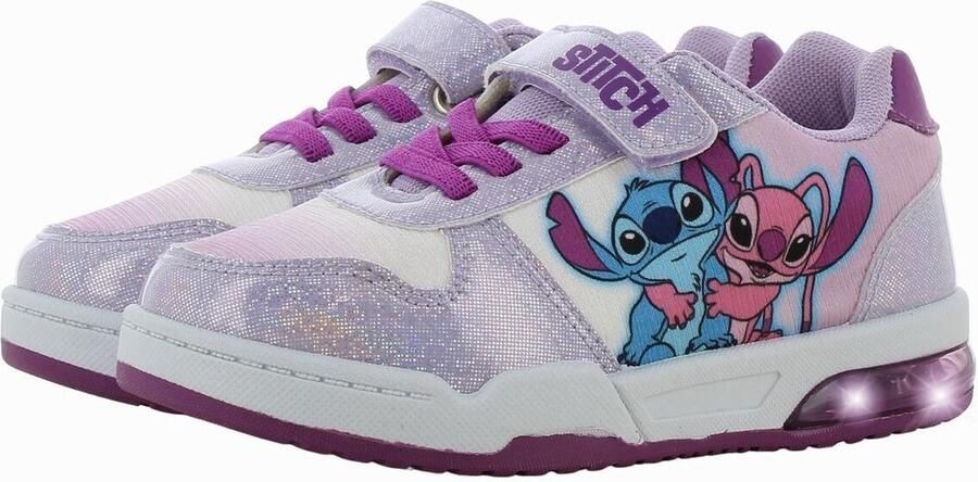 Leomil Lilo & Stitch Schoenen voor meisjes met lichtjes Angel en Stitch Sneakers voor kinderen met klittenband Lichtgevende kindersneaker Paars - Foto 2
