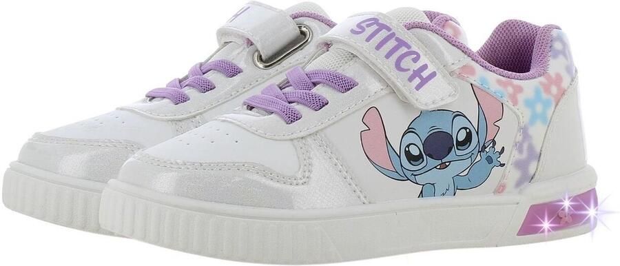 Leomil Lilo & Stitch Schoenen voor meisjes met lichtjes Stitch Sneakers voor kinderen met klittenband Lichtgevende kindersneaker Wit