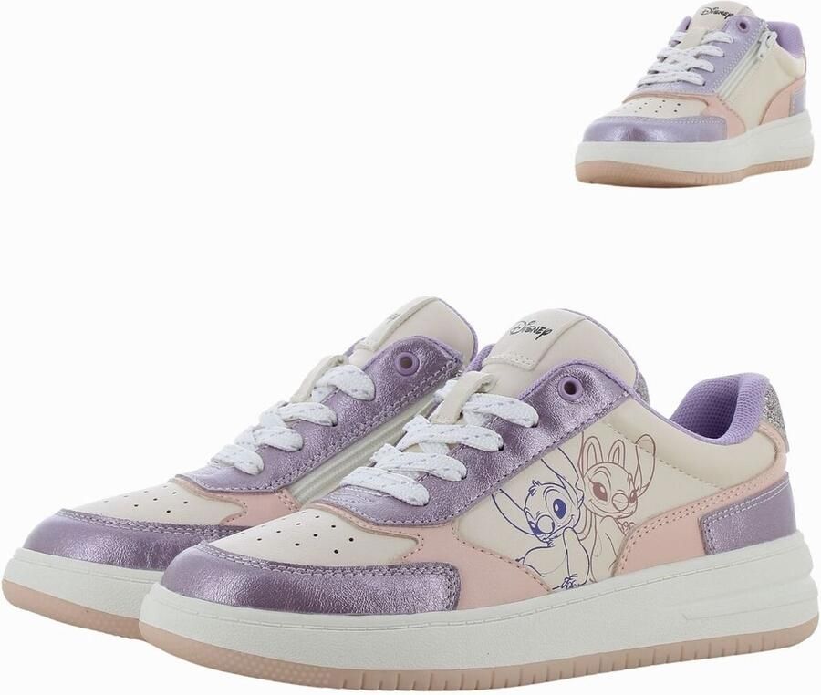 Leomil Lilo & Stitch Sneakers voor meisjes Angel en Stitch Schoenen voor kinderen met ritssluiting Met glitterdetail Paars