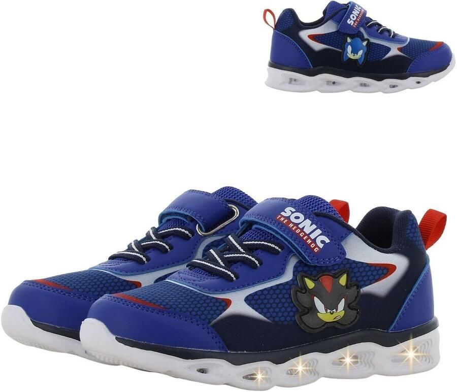 Leomil Sonic Schoenen voor jongens met lichtjes Sneakers voor kinderen met klittenband Lichtgevende kindersneaker Blauw