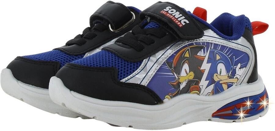Leomil Sonic Schoenen voor jongens met lichtjes Sonic en Shadow Sneakers voor kinderen met klittenband Lichtgevende kindersneaker Zwart