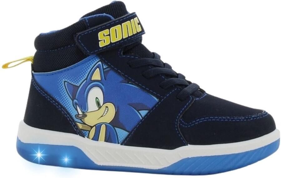 Leomil Sonic Schoenen voor jongens met lichtjes Hoge sneakers voor kinderen met klittenband Lichtgevende kindersneaker Blauw