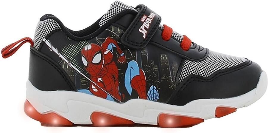 Leomil Spiderman Schoenen voor jongens met lichtjes Sneakers voor kinderen met klittenband Lichtgevende kindersneaker Zwart
