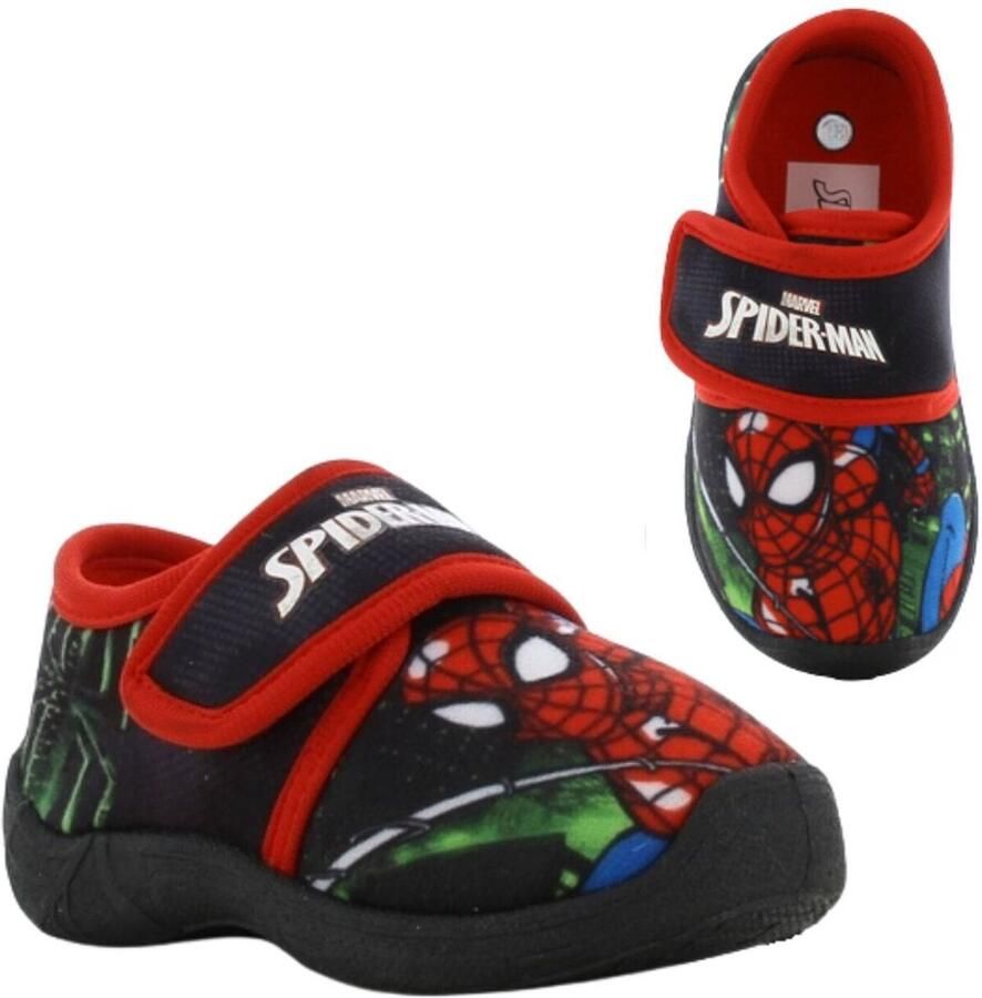 Leomil Spiderman Pantoffels kinderen voor jongens Sloffen kind met klittenbandsluiting Schoenen van Zwart