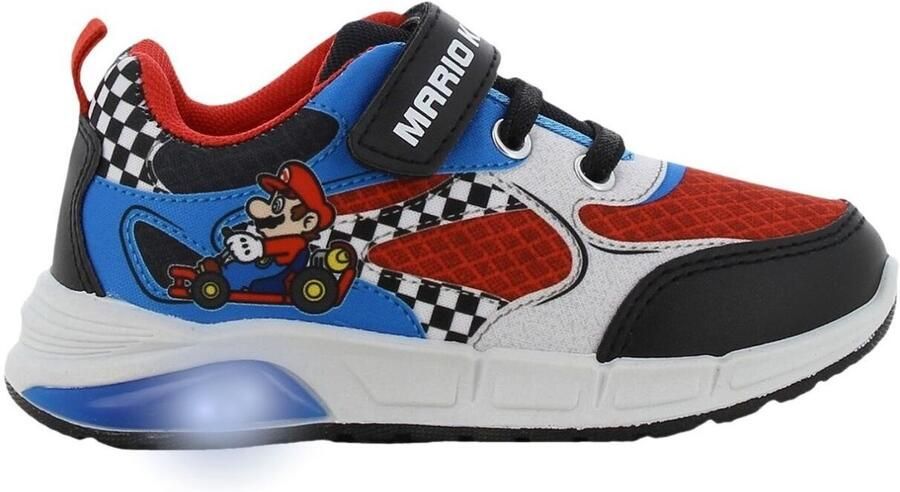 Leomil Super Mario Schoenen voor jongens met lichtjes Mario Sneakers voor kinderen met klittenband Lichtgevende kindersneaker Zwart