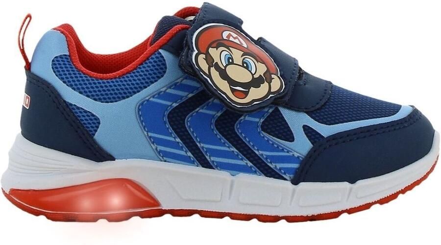 Leomil Super Mario Schoenen voor jongens met lichtjes Mario Sneakers voor kinderen met klittenband Lichtgevende kindersneaker Blauw