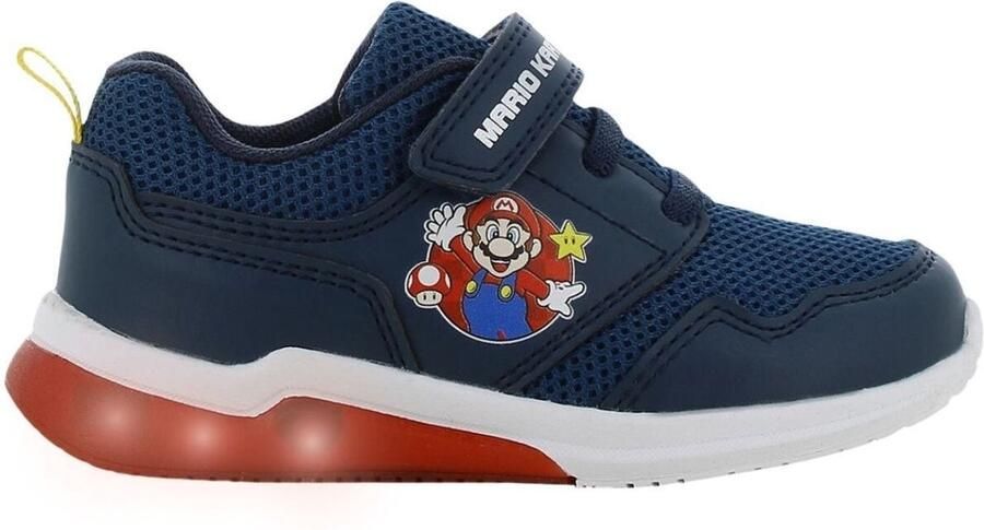 Leomil Super Mario Schoenen voor jongens met lichtjes Mario Sneakers voor kinderen met klittenband Lichtgevende kindersneaker Blauw