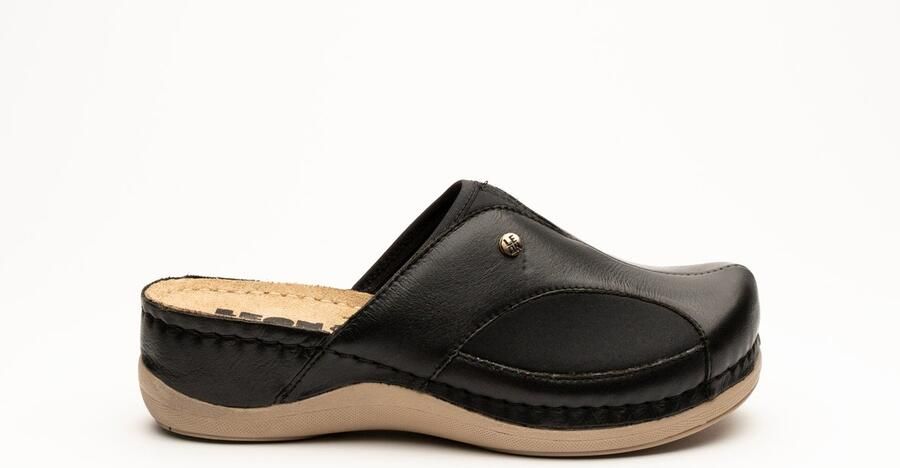 Leon klompen met antislip-zool en elastische zijdes comfortabel bij Hallux Valgus kleur zwart